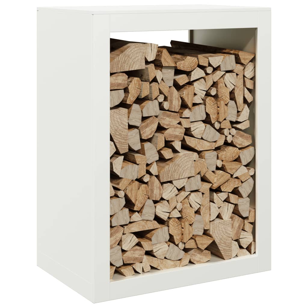 vidaXL Portant de bois de chauffage blanc 60x40x80 cm acier