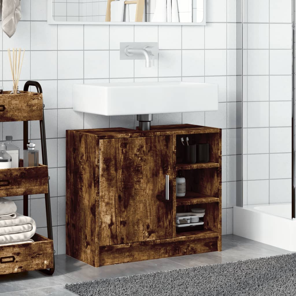 vidaXL Armoire de lavabo chêne fumé 63x29x55 cm bois d'ingénierie