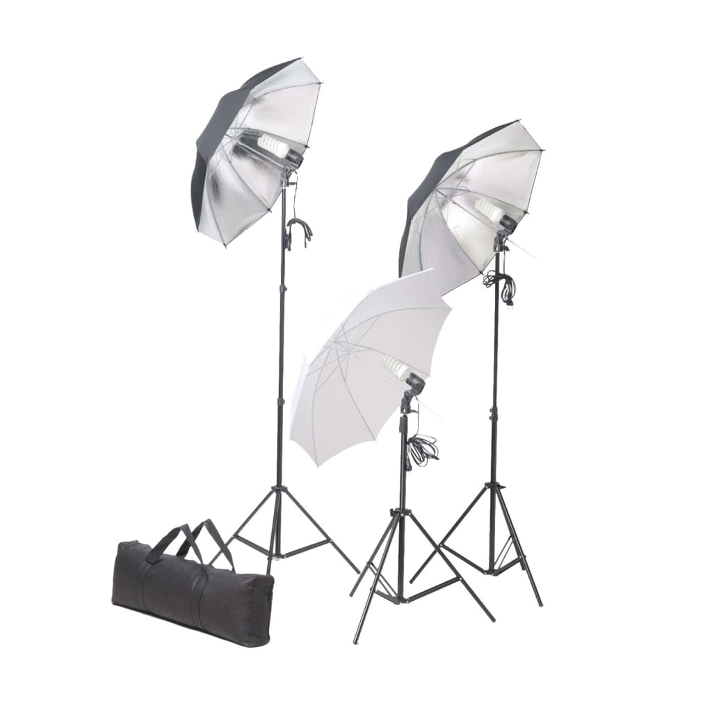 vidaXL Kit de studio photo avec lampes toile de fond et réflecteur