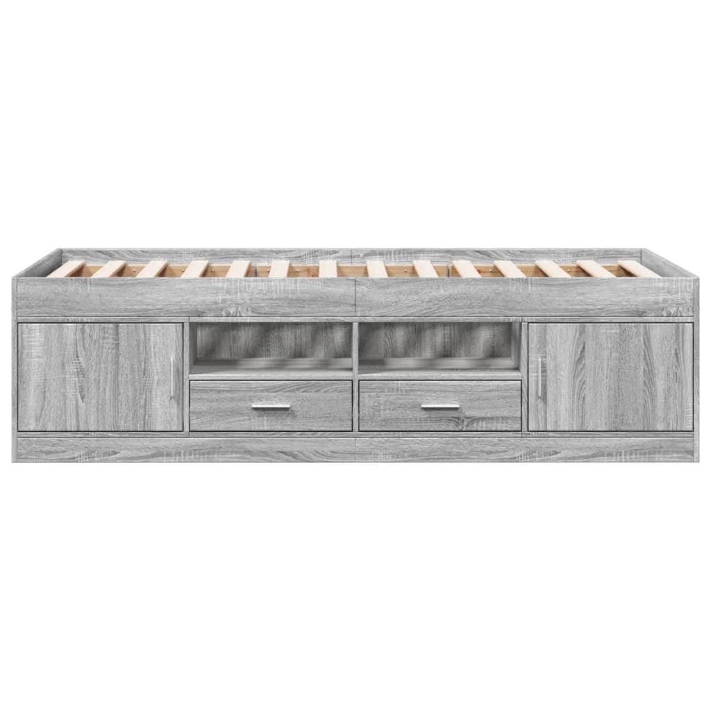 vidaXL Lit de jour avec tiroirs sans matelas sonoma gris 90x190 cm