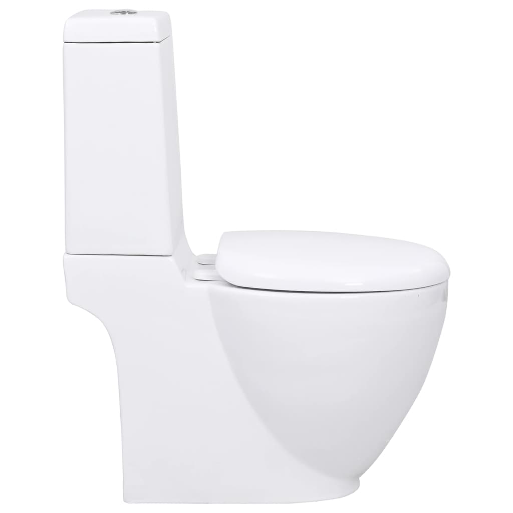 vidaXL Toilette en céramique écoulement d'eau à l'arrière blanc