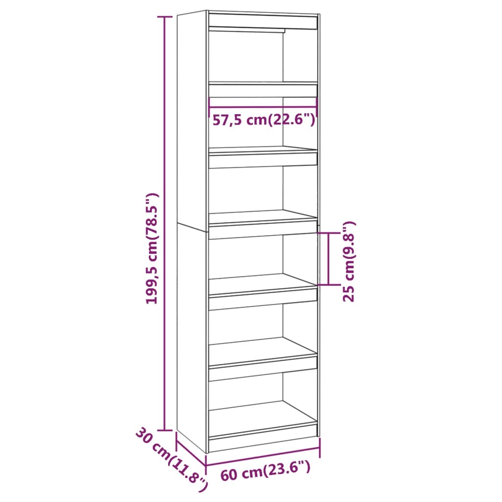 vidaXL Bibliothèque/Séparateur de pièce 60x30x199,5 cm Bois de pin