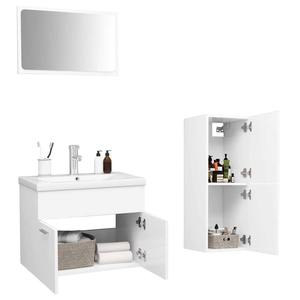 vidaXL Ensemble de meubles de salle de bain Blanc Aggloméré