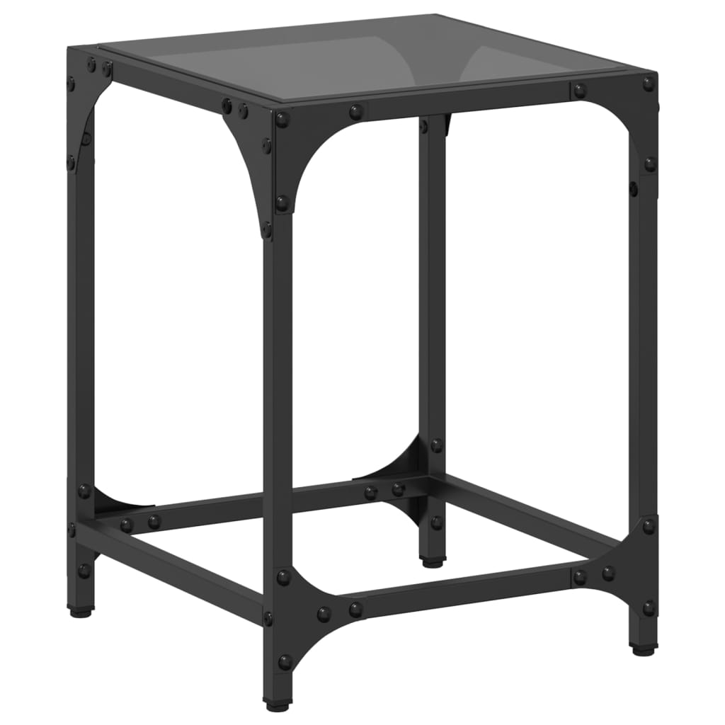 vidaXL Table basse avec dessus en verre noir 30x30x40 cm acier