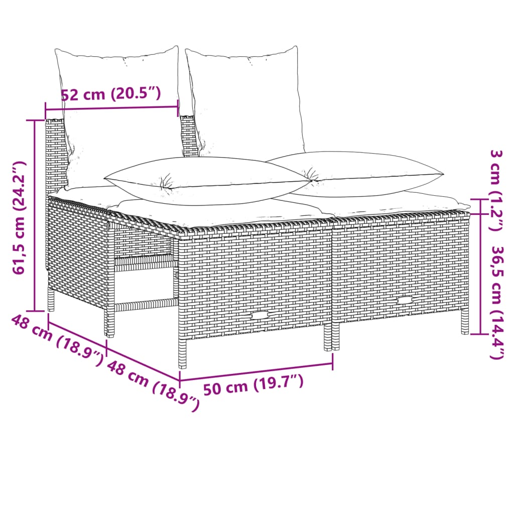 vidaXL Salon de jardin avec coussins 4 pcs beige résine tressée