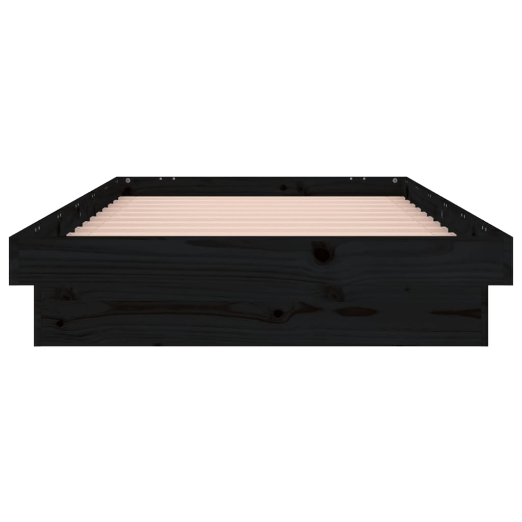 vidaXL Cadre de lit à LED noir 100x200 cm bois massif