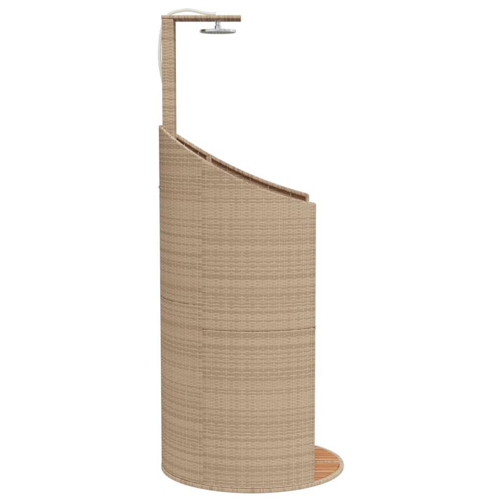 vidaXL Douche d'extérieur beige 100x100x241,5cm poly rotin bois acacia