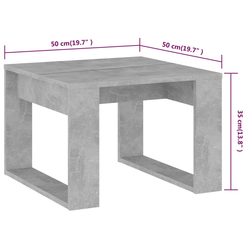 vidaXL Table d'appoint Gris béton 50x50x35 cm Bois d’ingénierie