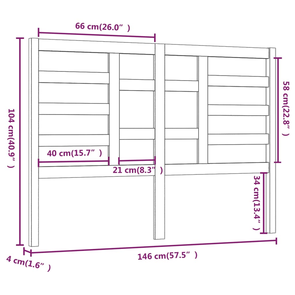 vidaXL Tête de lit Blanc 146x4x104 cm Bois massif de pin