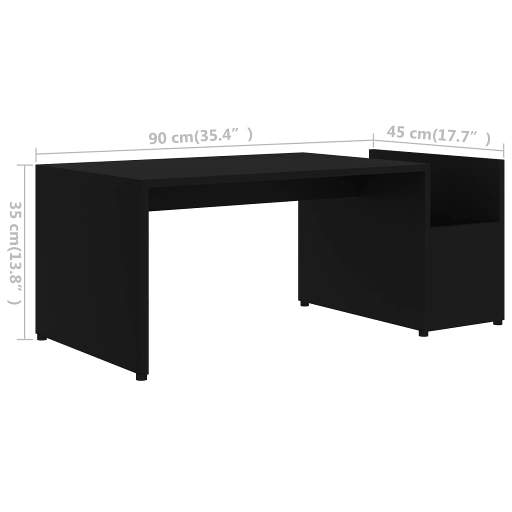 vidaXL Table basse Noir 90x45x35 cm bois d’ingénierie