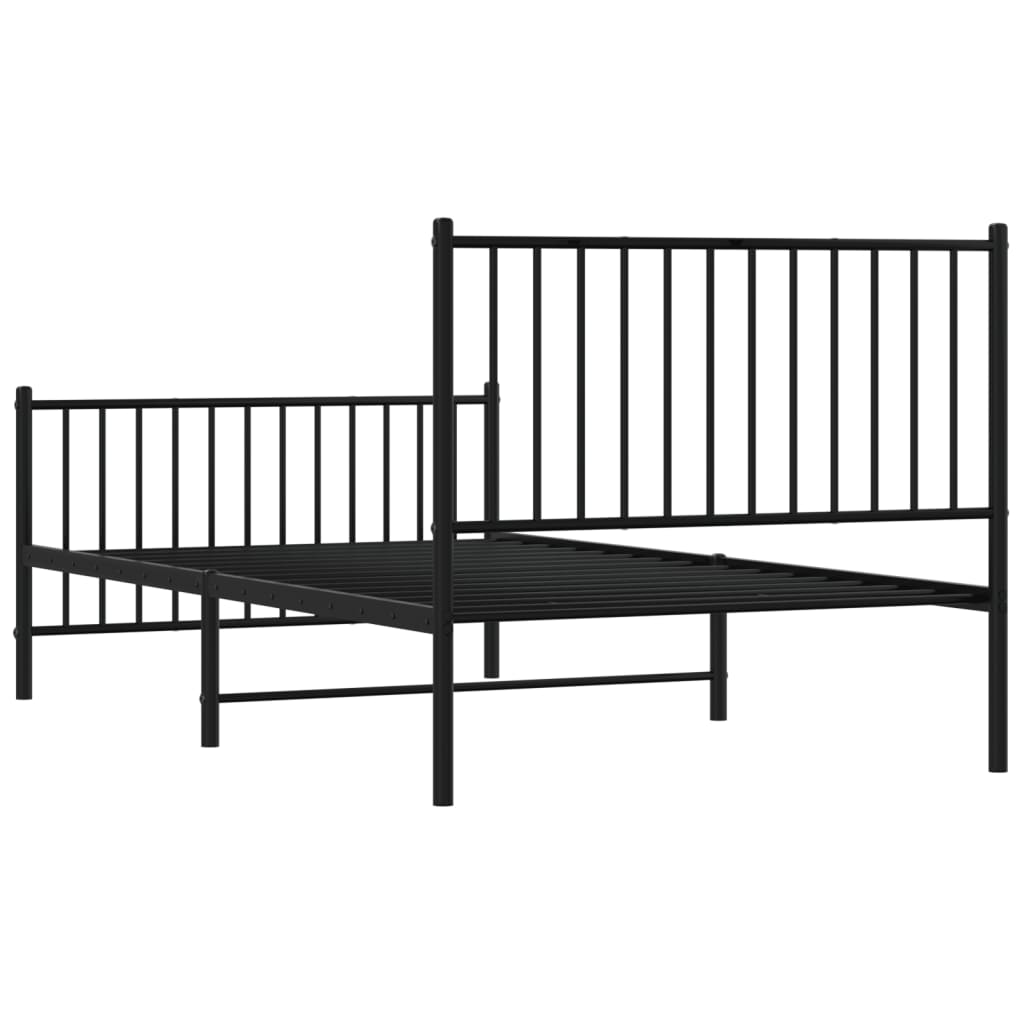 vidaXL Cadre de lit métal sans matelas avec pied de lit noir 100x190cm