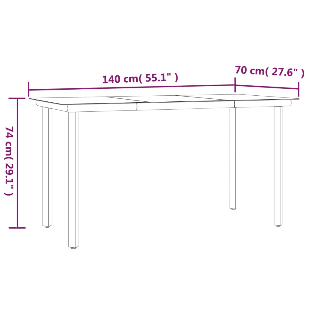 vidaXL Ensemble à manger de jardin 5 pcs noir textilène et acier