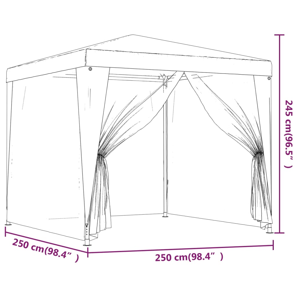 vidaXL Tente de fête avec 4 parois latérales en maille Vert 2.5x2.5 m