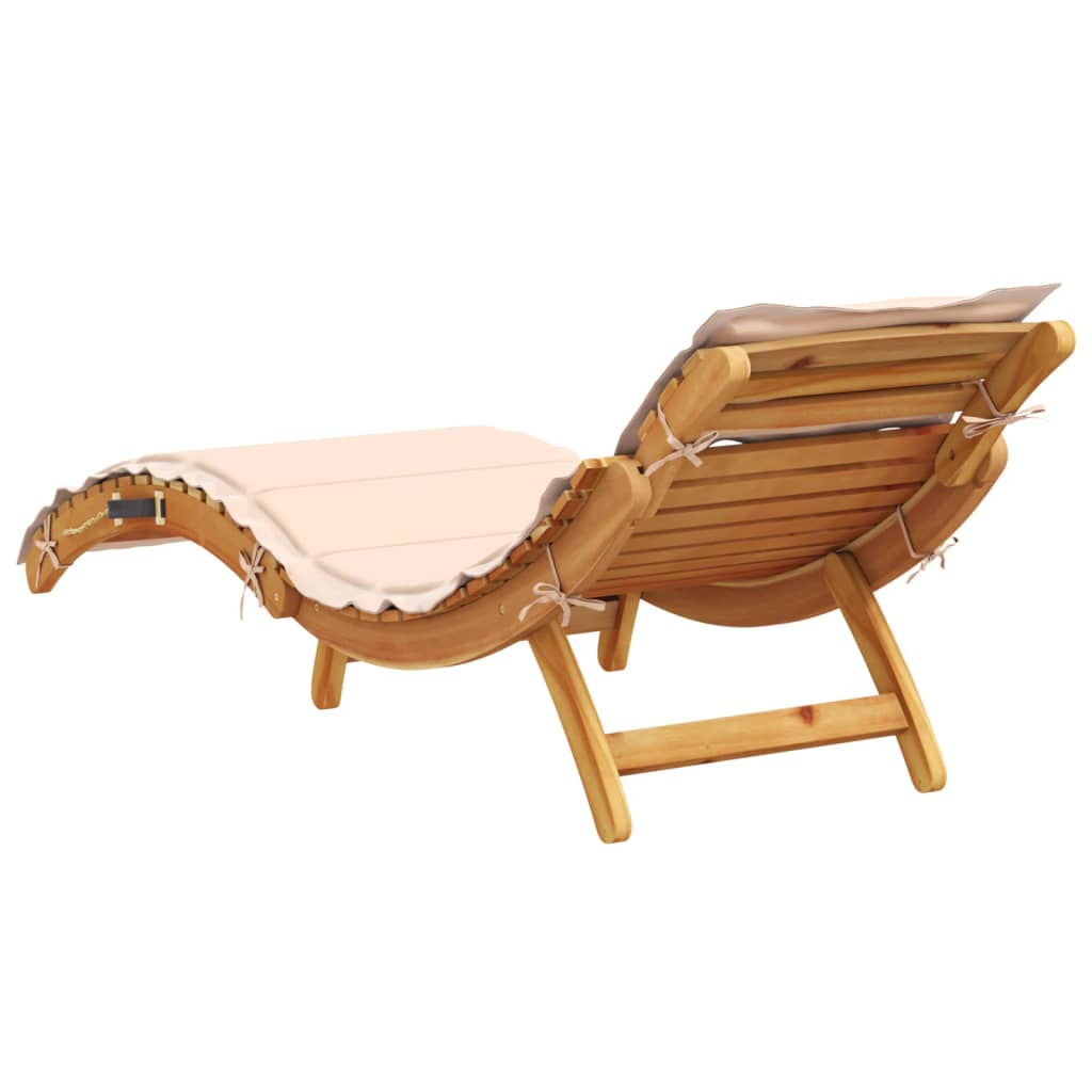 vidaXL Chaise longue avec coussin beige bois d'acacia solide