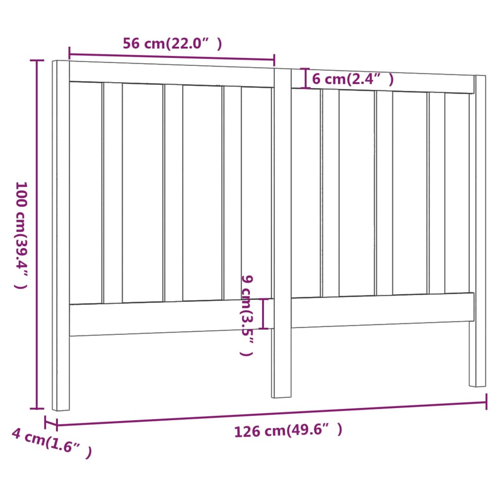 vidaXL Tête de lit Gris 126x4x100 cm Bois massif de pin