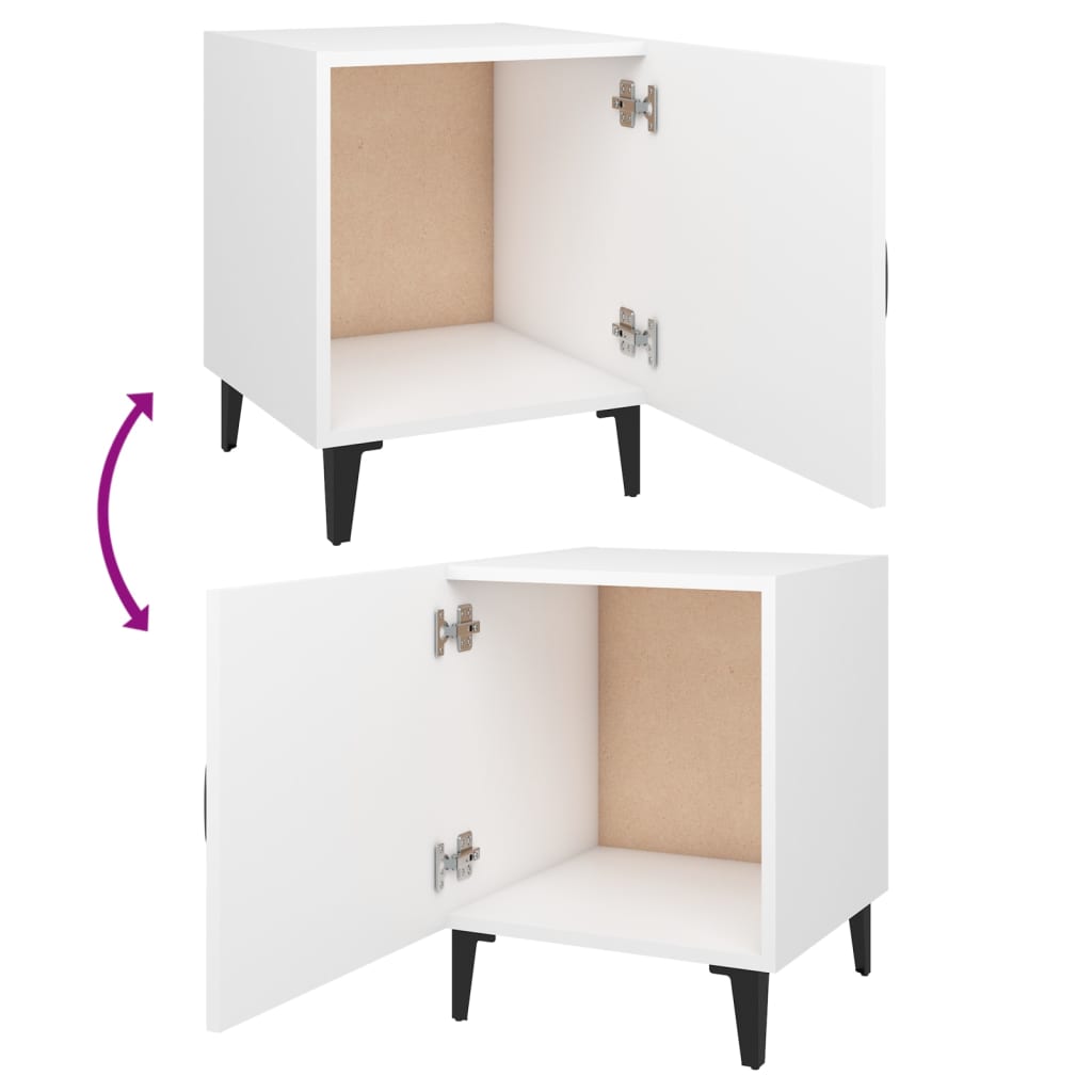 vidaXL Tables de chevet 2 pcs Blanc Bois d'ingénierie