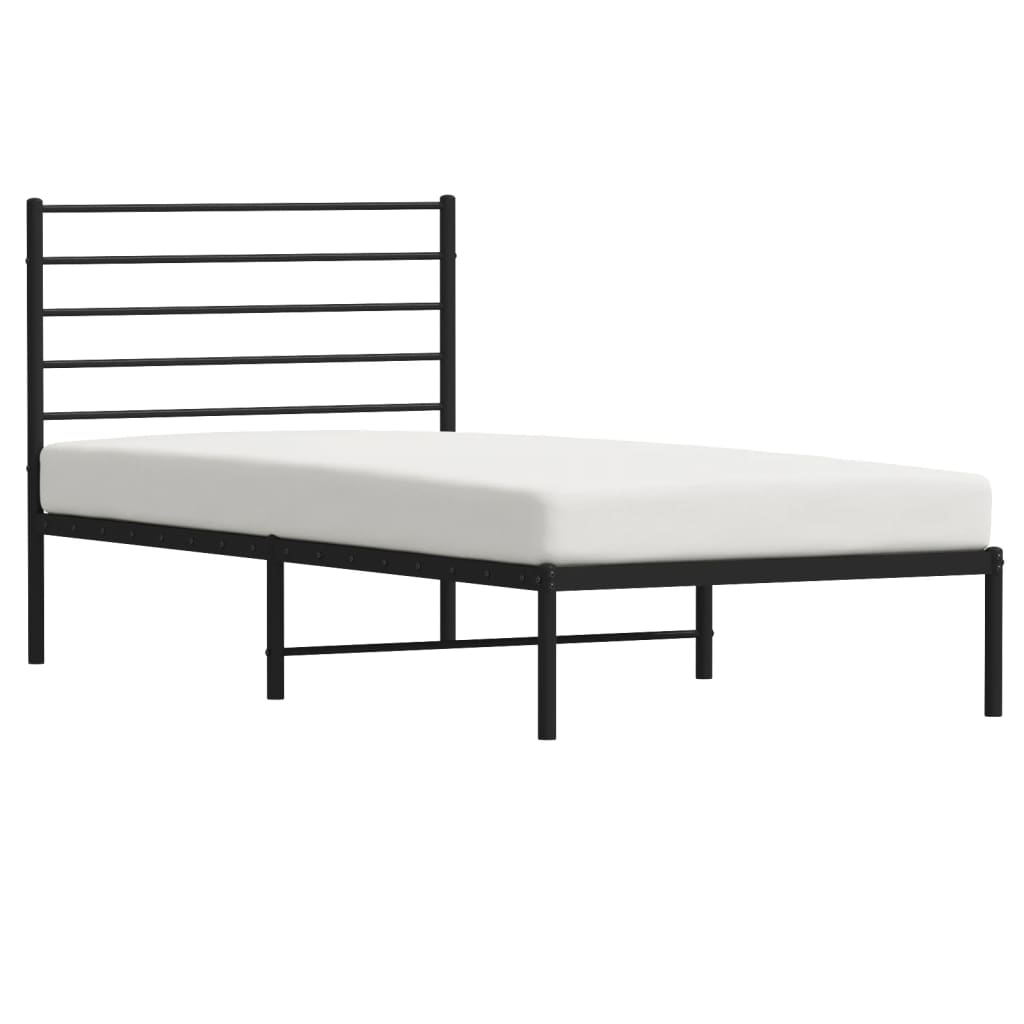 vidaXL Cadre de lit métal sans matelas avec tête de lit noir 107x203cm