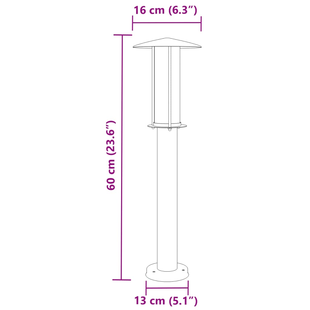 vidaXL Lampadaire d'extérieur noir 60 cm acier inoxydable