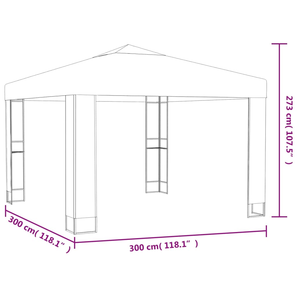 vidaXL Belvédère avec double toit 3x3x2,7 m Taupe 180 g/m²