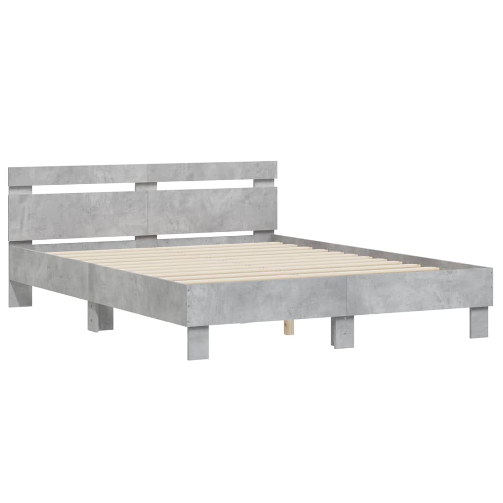 vidaXL Cadre de lit sans matelas gris béton 140x190 cm