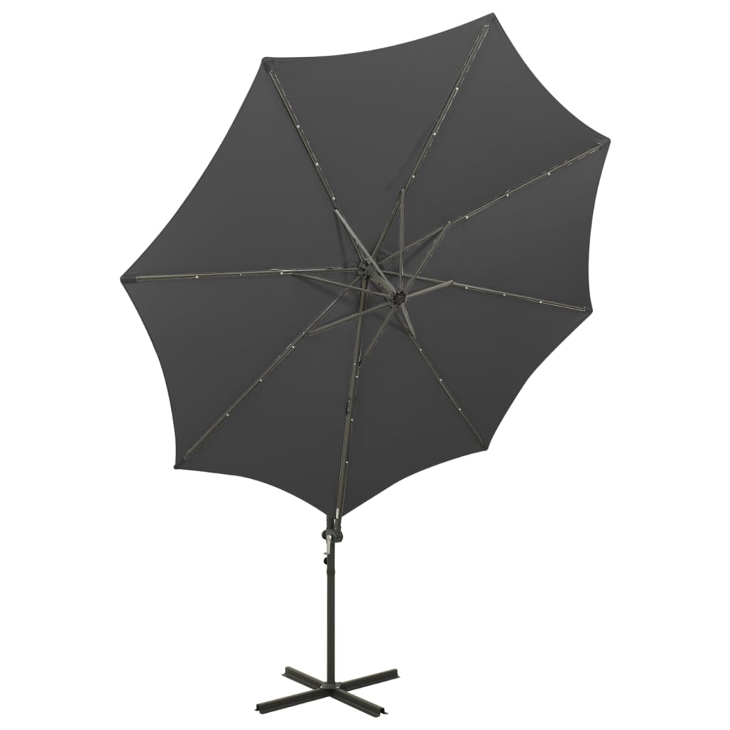 vidaXL Parasol de jardin en porte-à-faux avec mât et lumières LED