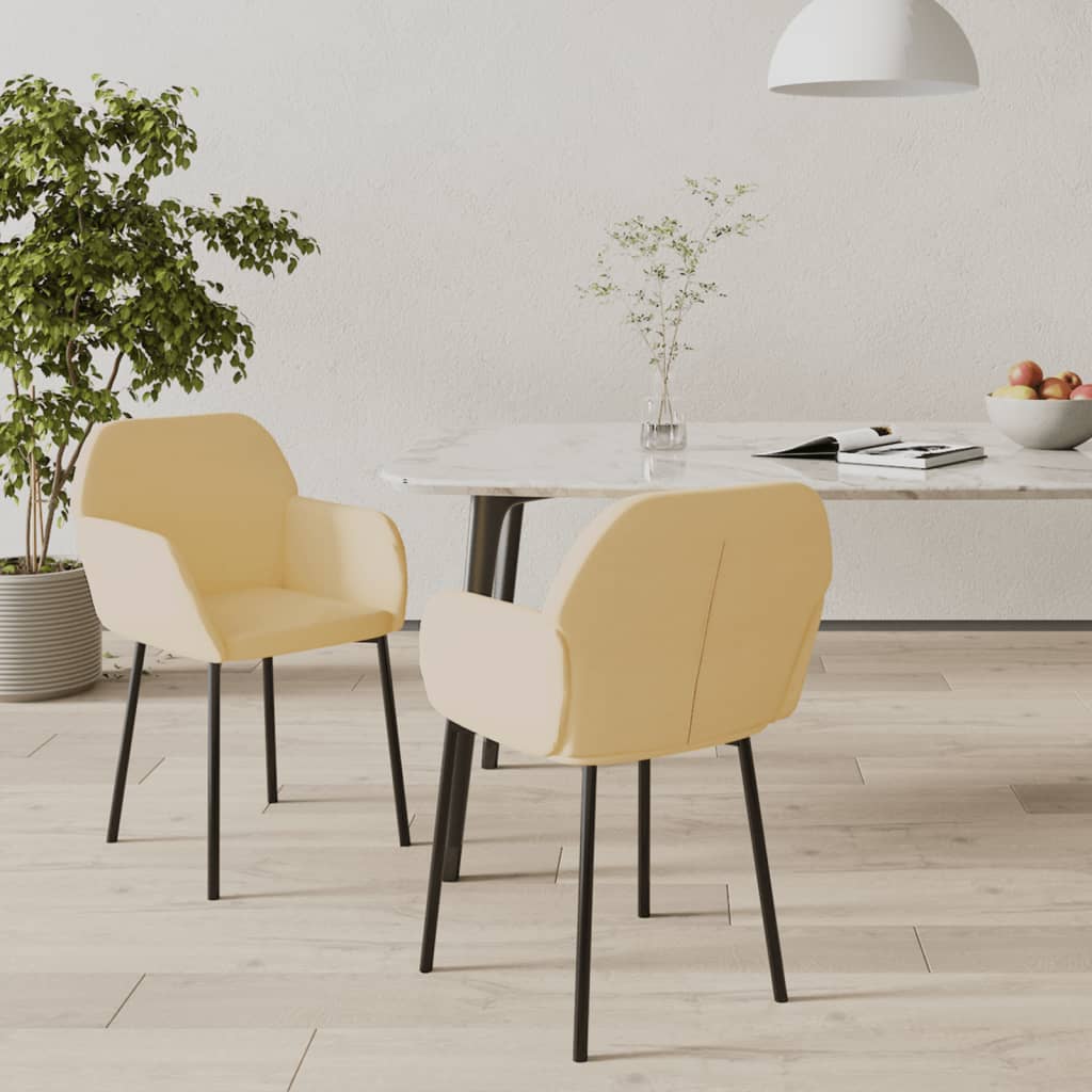 vidaXL Chaises à manger lot de 2 Crème Velours