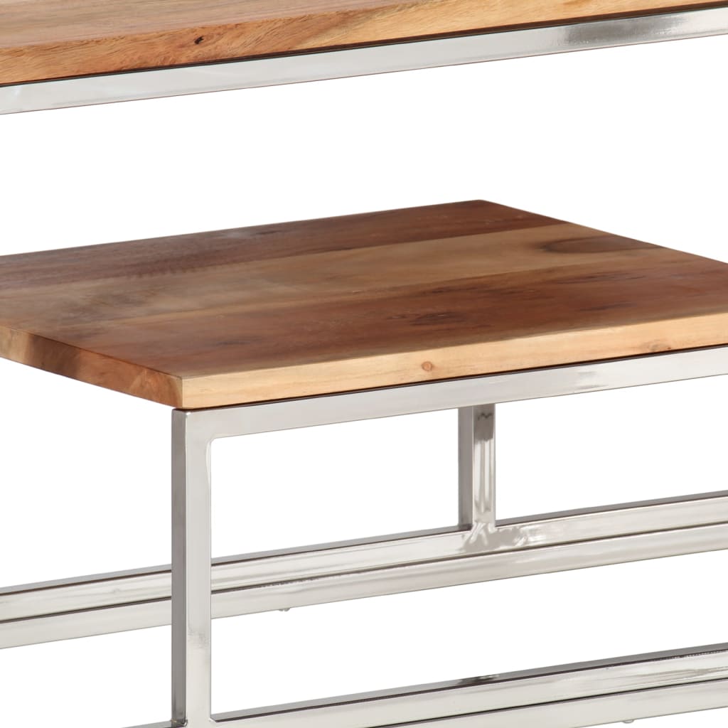 vidaXL Table console argenté acier inoxydable et bois massif d'acacia