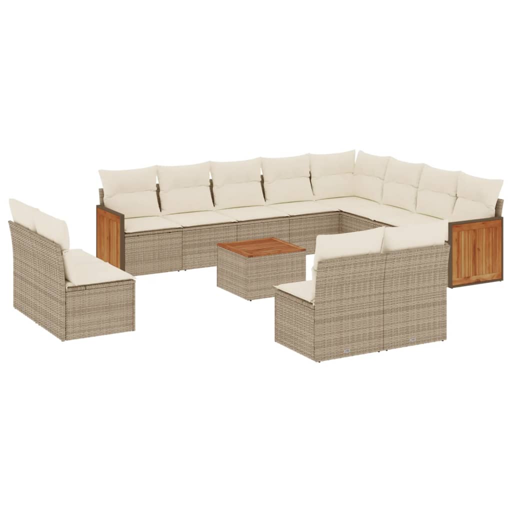 vidaXL Salon de jardin avec coussins 12 pcs beige résine tressée