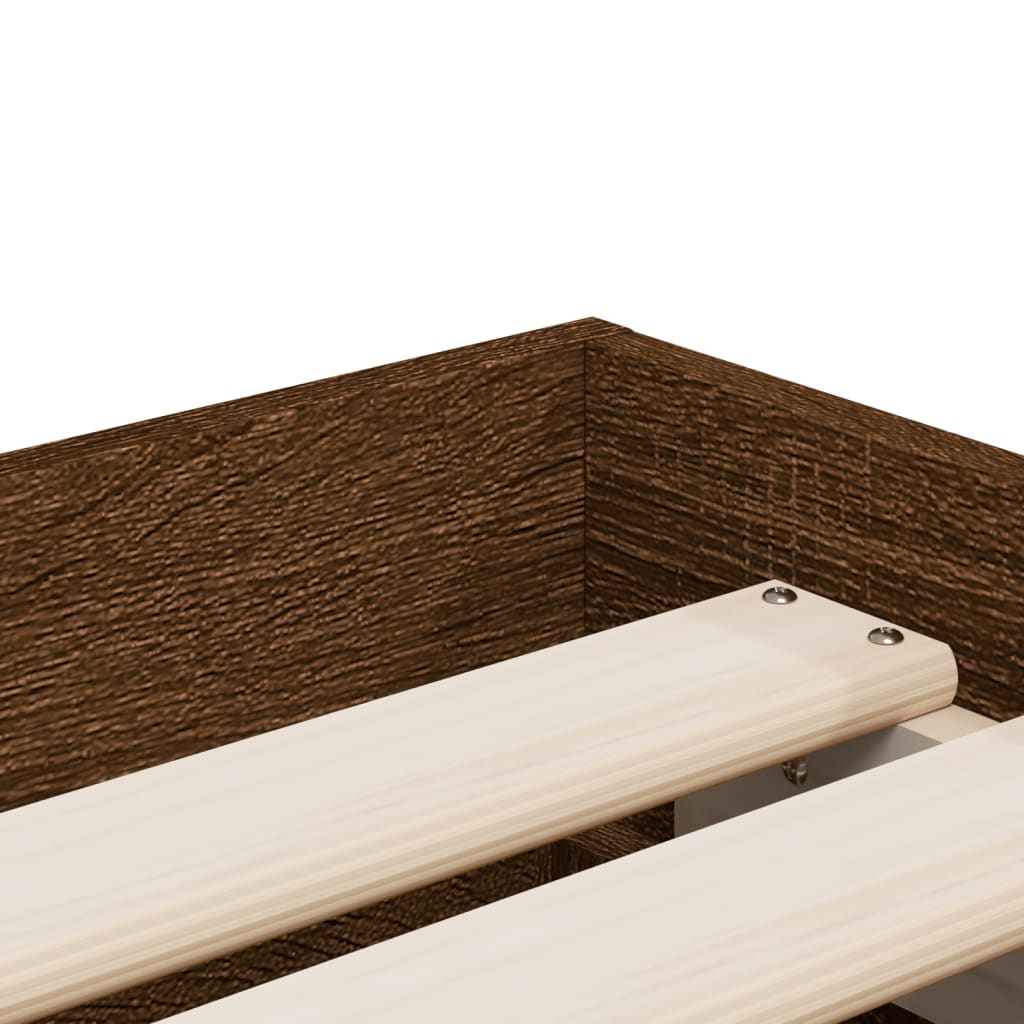 vidaXL Cadre de lit et tiroirs chêne marron 75x190cm bois d'ingénierie