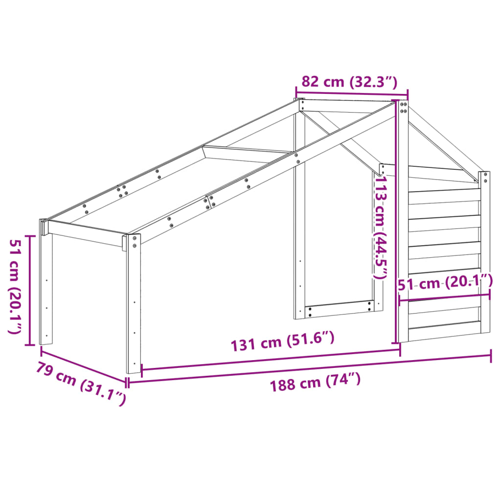 vidaXL Toit de lit pour enfants 188x82x113 cm bois de pin massif