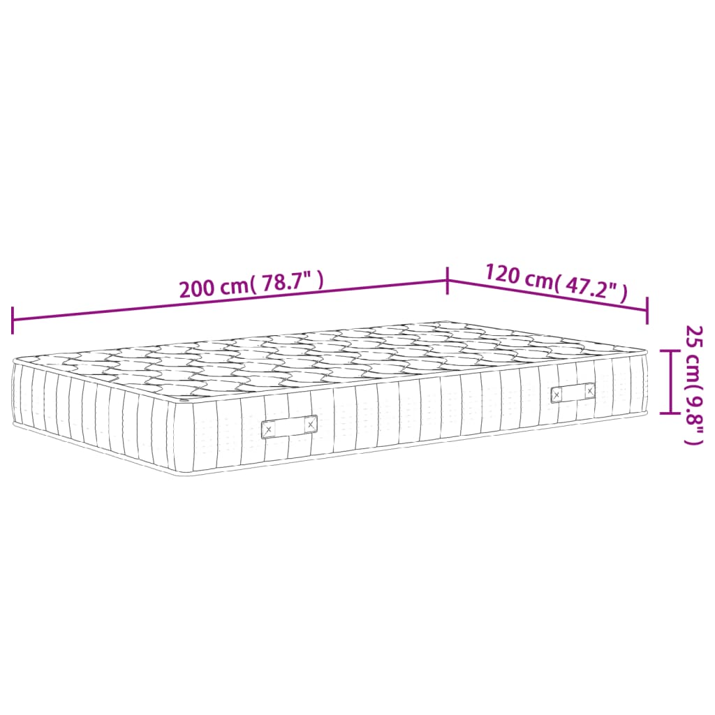 vidaXL Matelas à ressorts ensachés dureté moyenne 120x200 cm