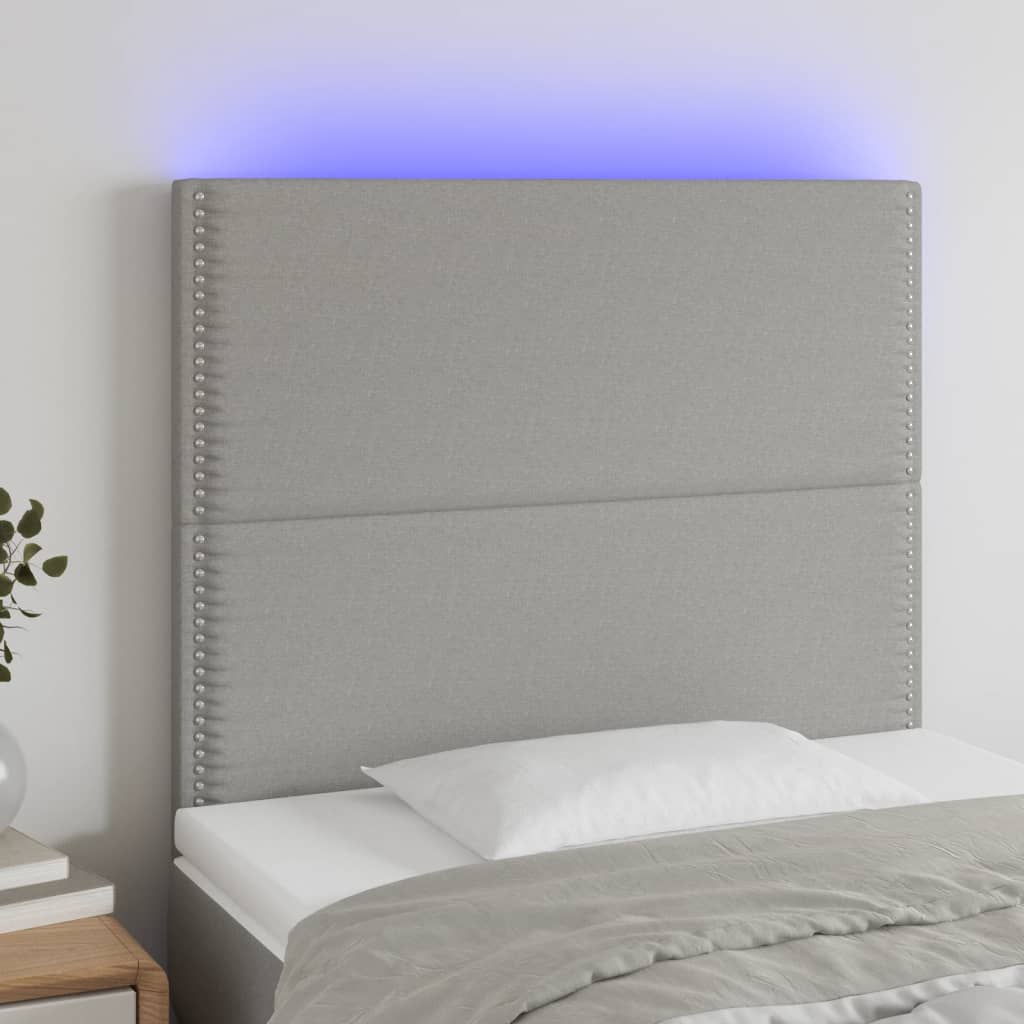 vidaXL Tête de lit à LED Gris clair 80x5x118/128 cm Tissu