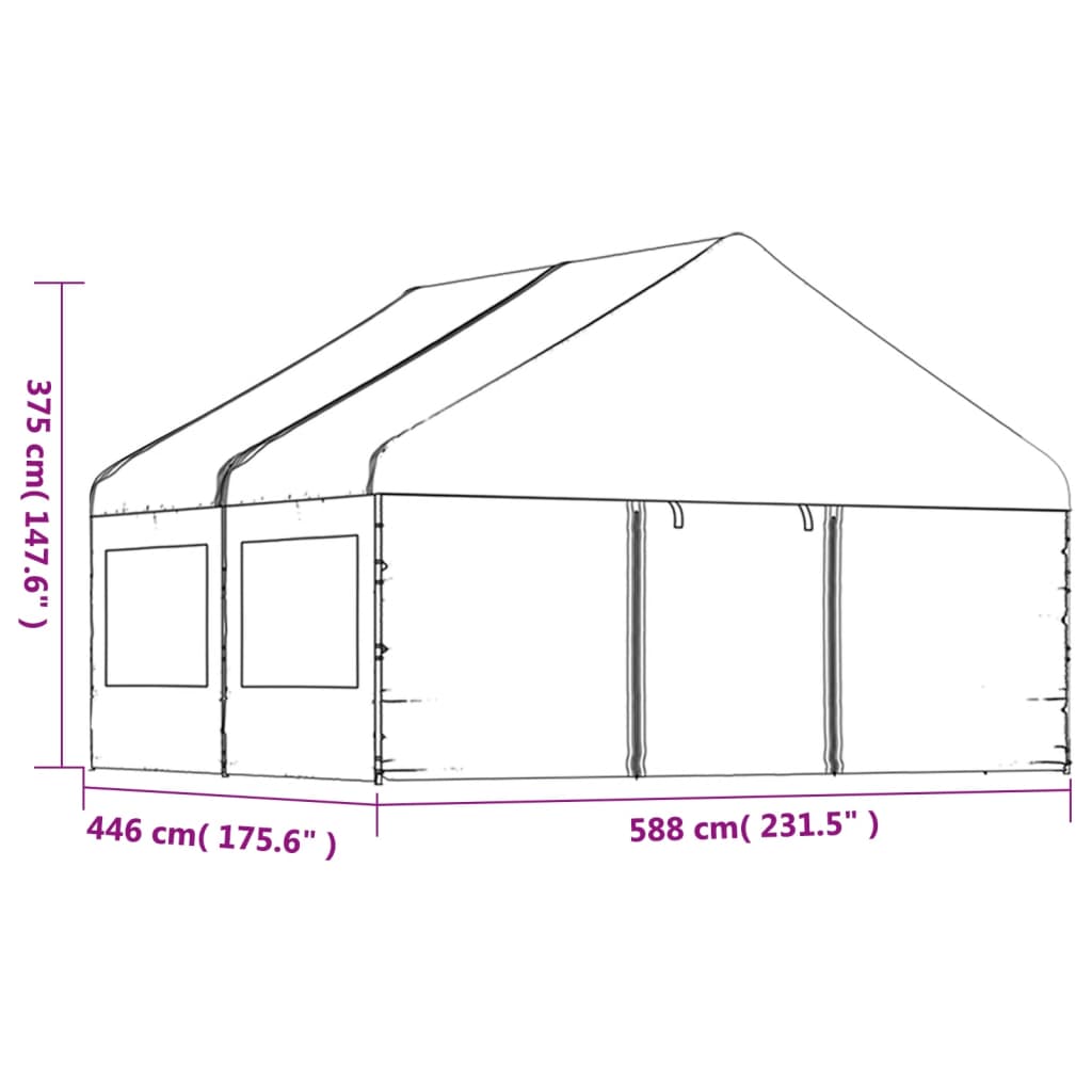 vidaXL Belvédère avec toit blanc 4,46x5,88x3,75 m polyéthylène
