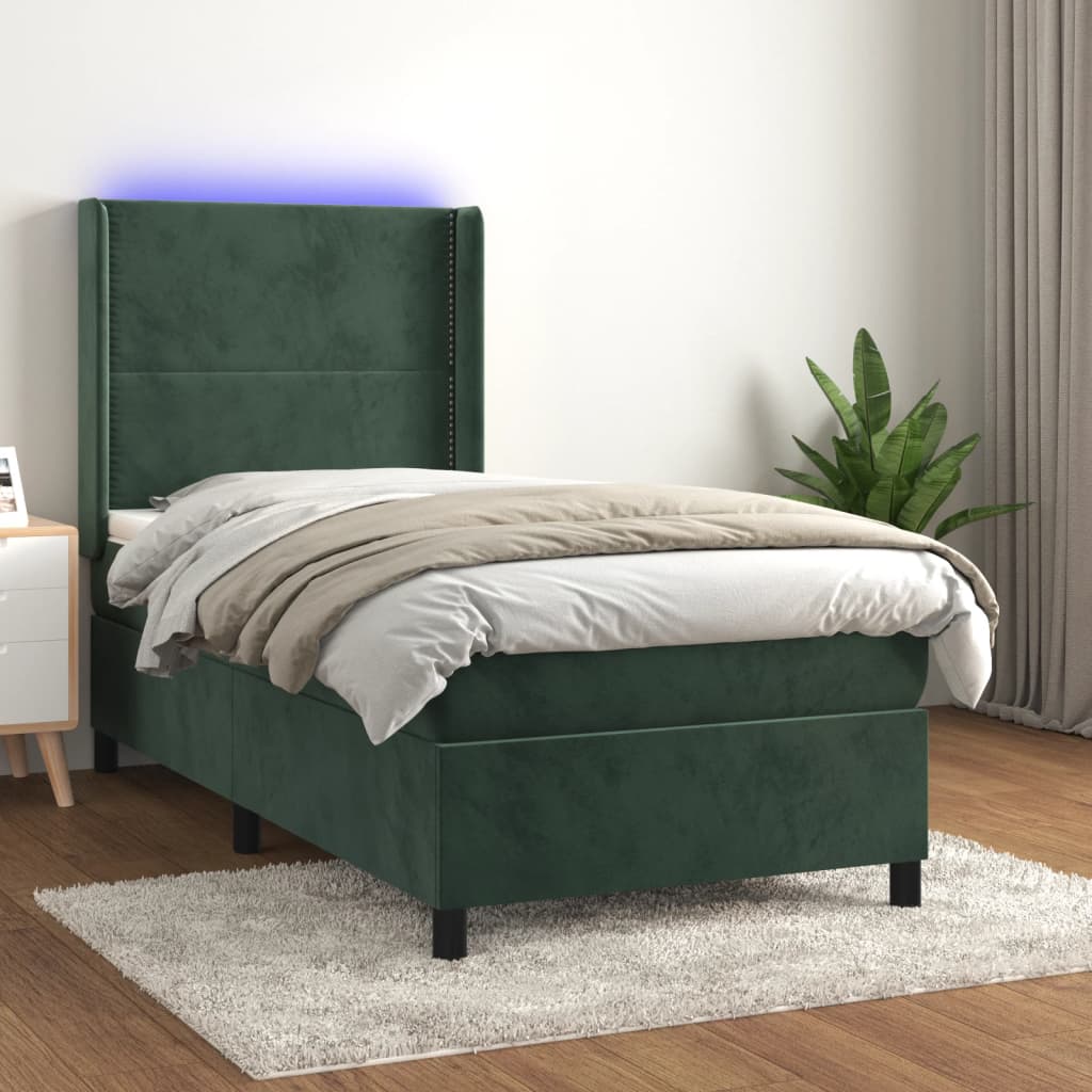 vidaXL Sommier à lattes de lit matelas LED Vert foncé 80x200cm Velours