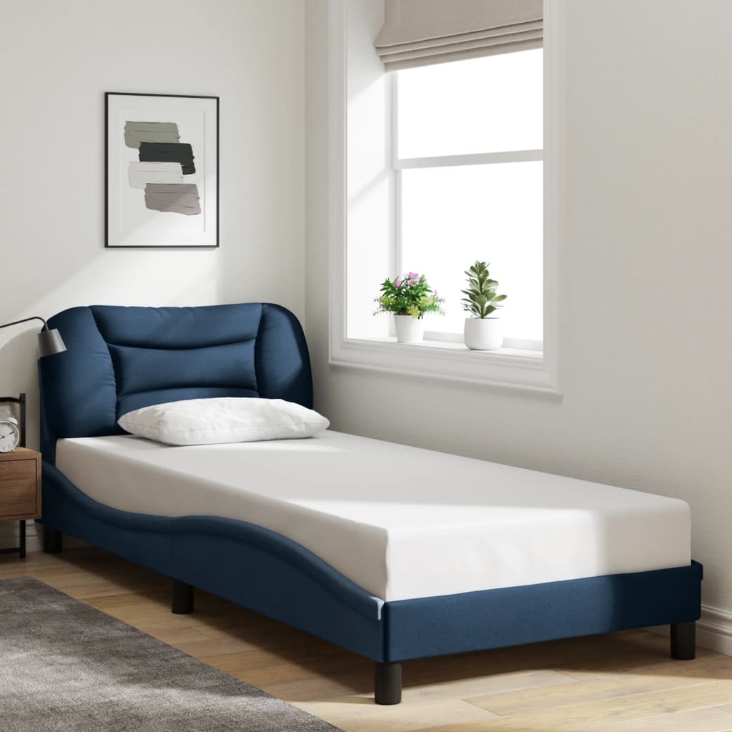 vidaXL Cadre de lit avec lumières LED bleu 90x200 cm tissu