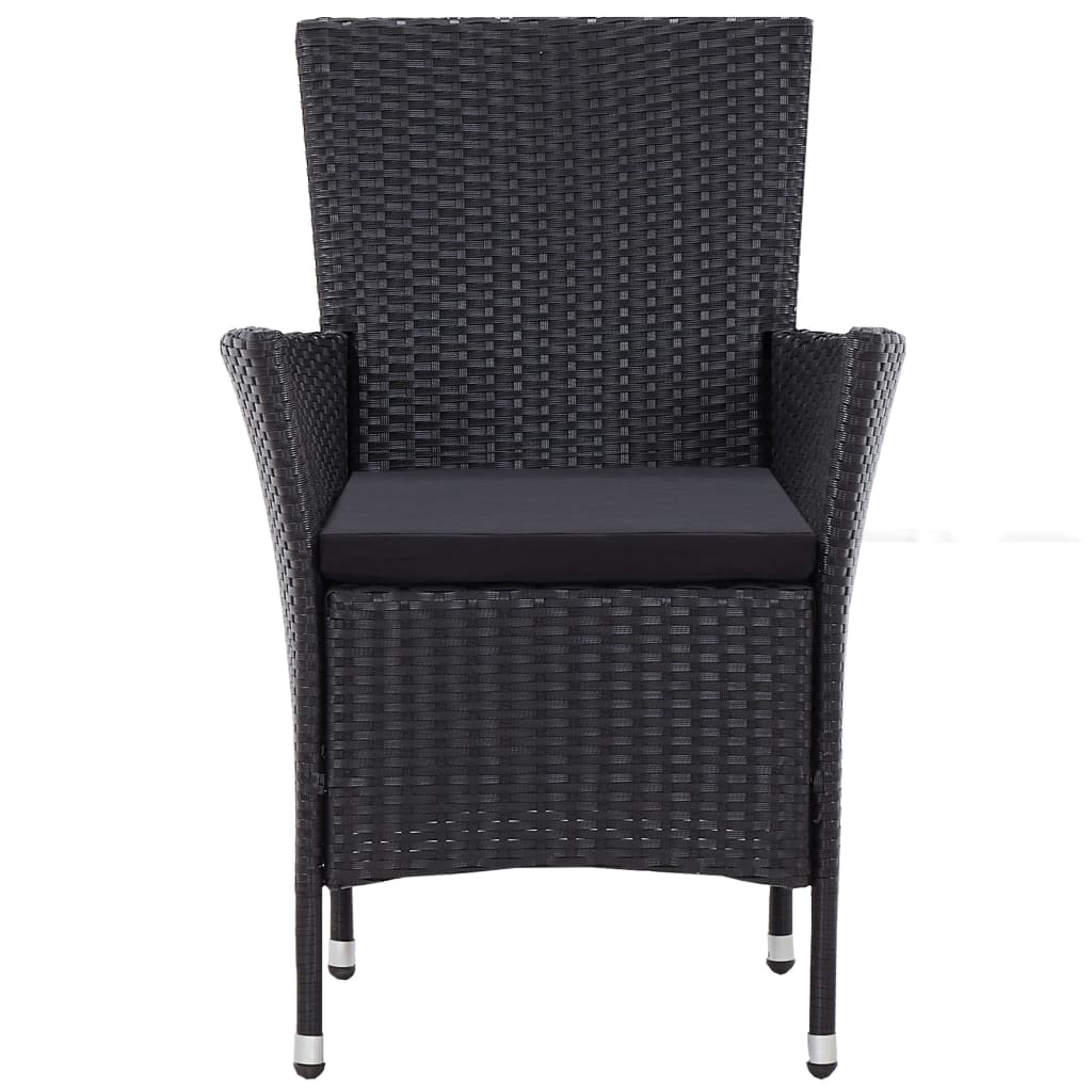 vidaXL Chaises de jardin 2 pcs Noir Résine tressée