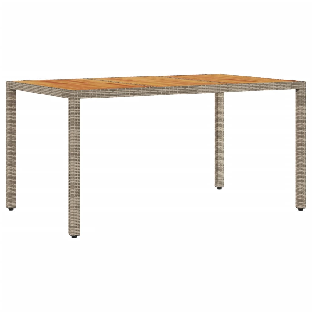 vidaXL Table de jardin 150x90x75 cm Acacia et résine tressée Gris