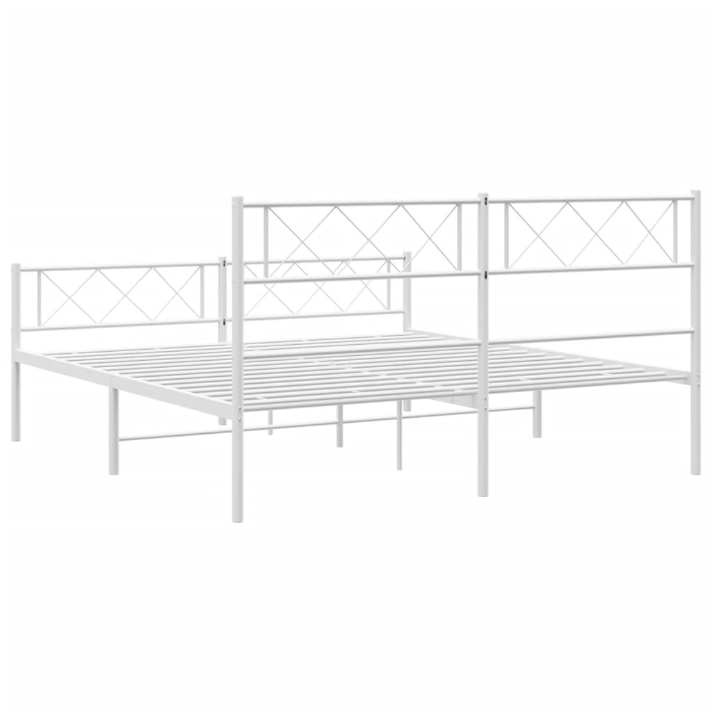 vidaXL Cadre de lit métal sans matelas et pied de lit blanc 140x200 cm