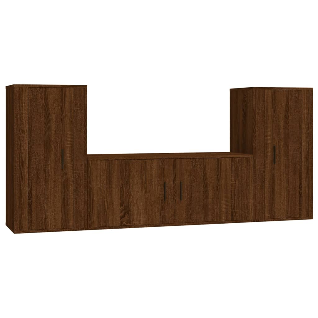 vidaXL Ensemble de meubles TV 3 pcs Chêne marron Bois d'ingénierie