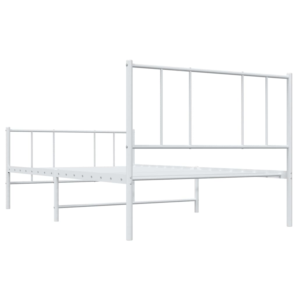 vidaXL Cadre de lit métal sans matelas et pied de lit blanc 100x200 cm