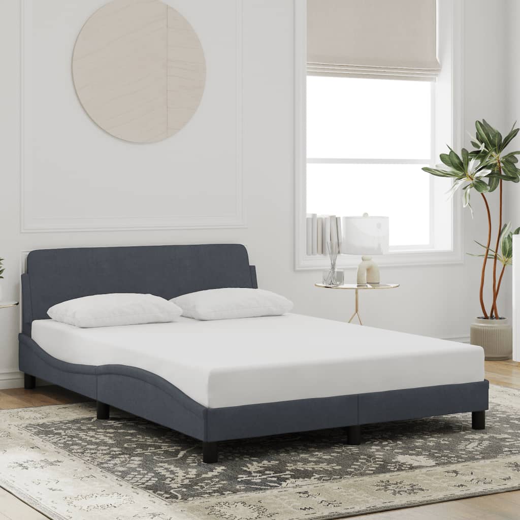 vidaXL Cadre de lit sans matelas gris foncé 140x190 cm velours