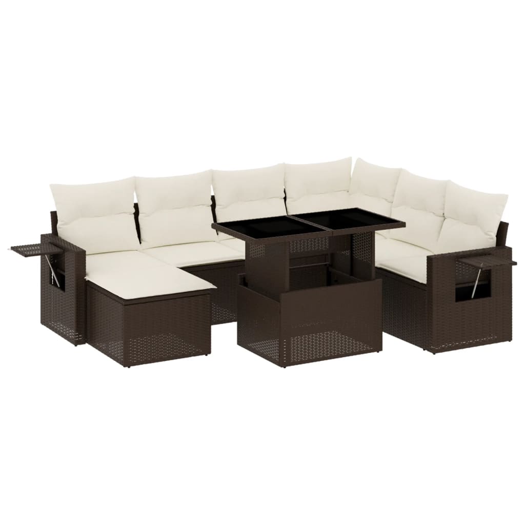 vidaXL Salon de jardin 8 pcs avec coussins marron résine tressée