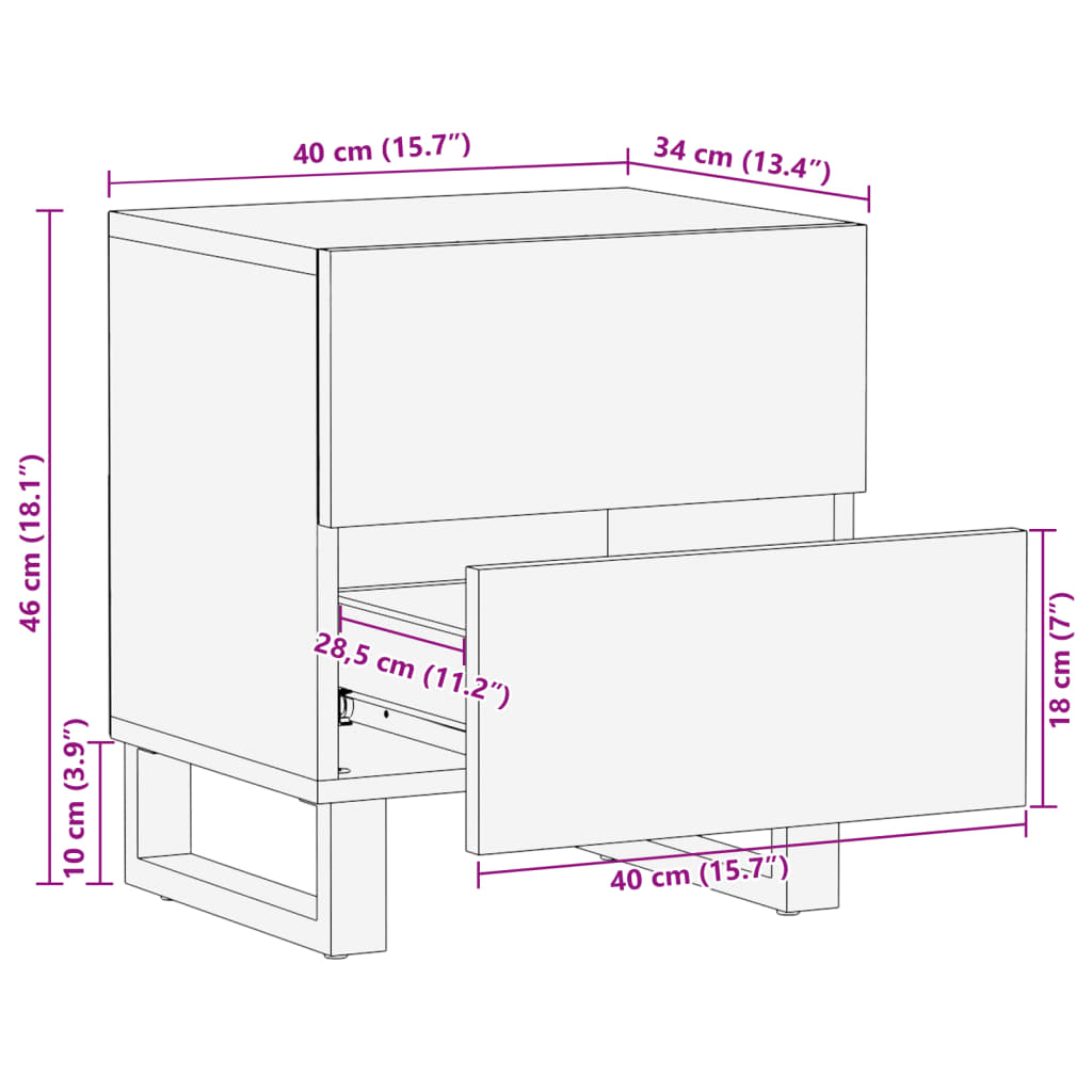 vidaXL Tables de chevet 2 pcs 40x34x46 cm bois manguier massif blanchi