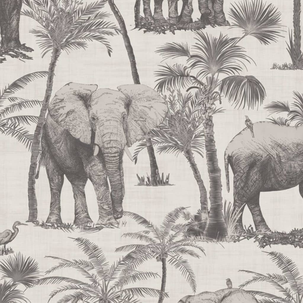 DUTCH WALLCOVERINGS Papier peint éléphant bosquet charbon