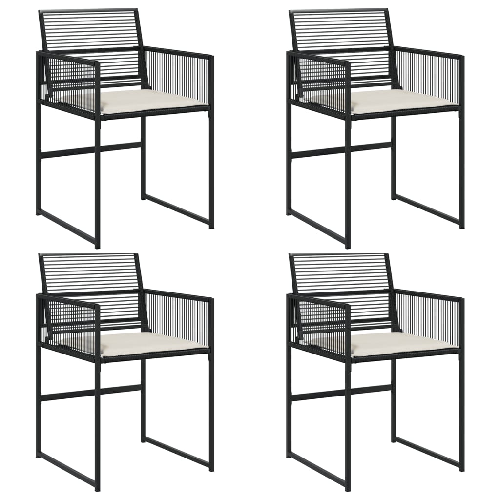 vidaXL Chaises de jardin lot de 4 avec coussins noir résine tressée