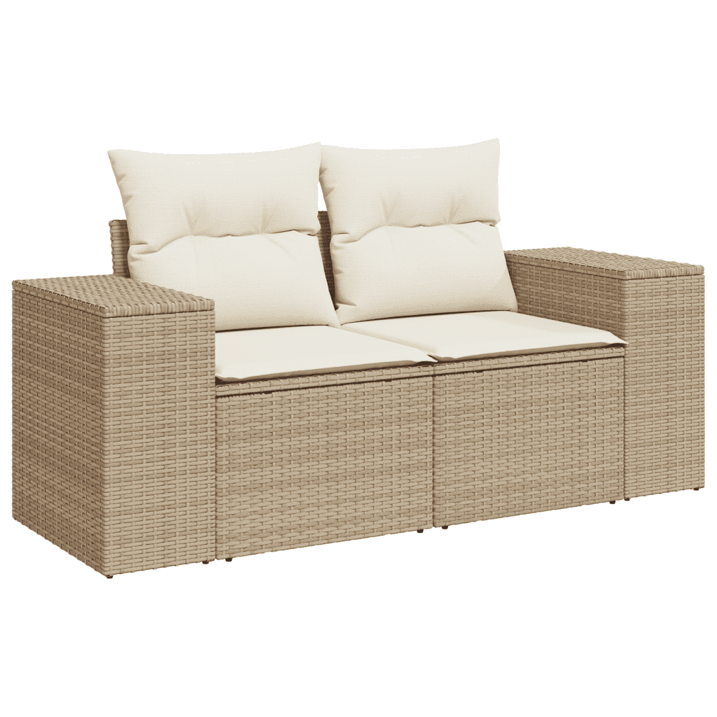 vidaXL Salon de jardin avec coussins 4 pcs beige résine tressée