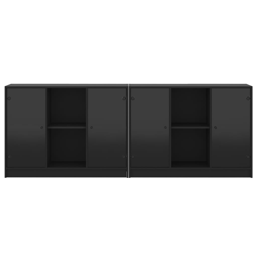 vidaXL Bibliothèque avec portes noir 204x37x75 cm bois d'ingénierie