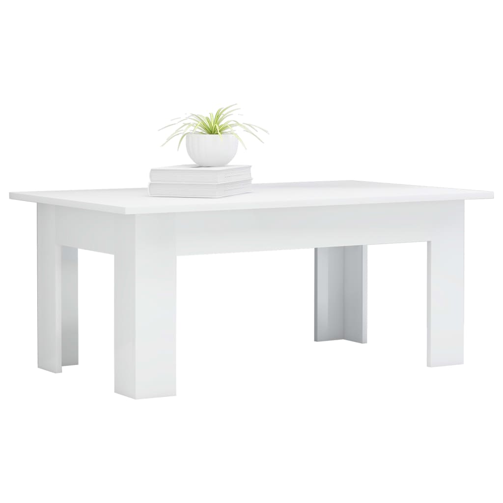 vidaXL Table basse blanc brillant 100x60x42 cm bois d'ingénierie