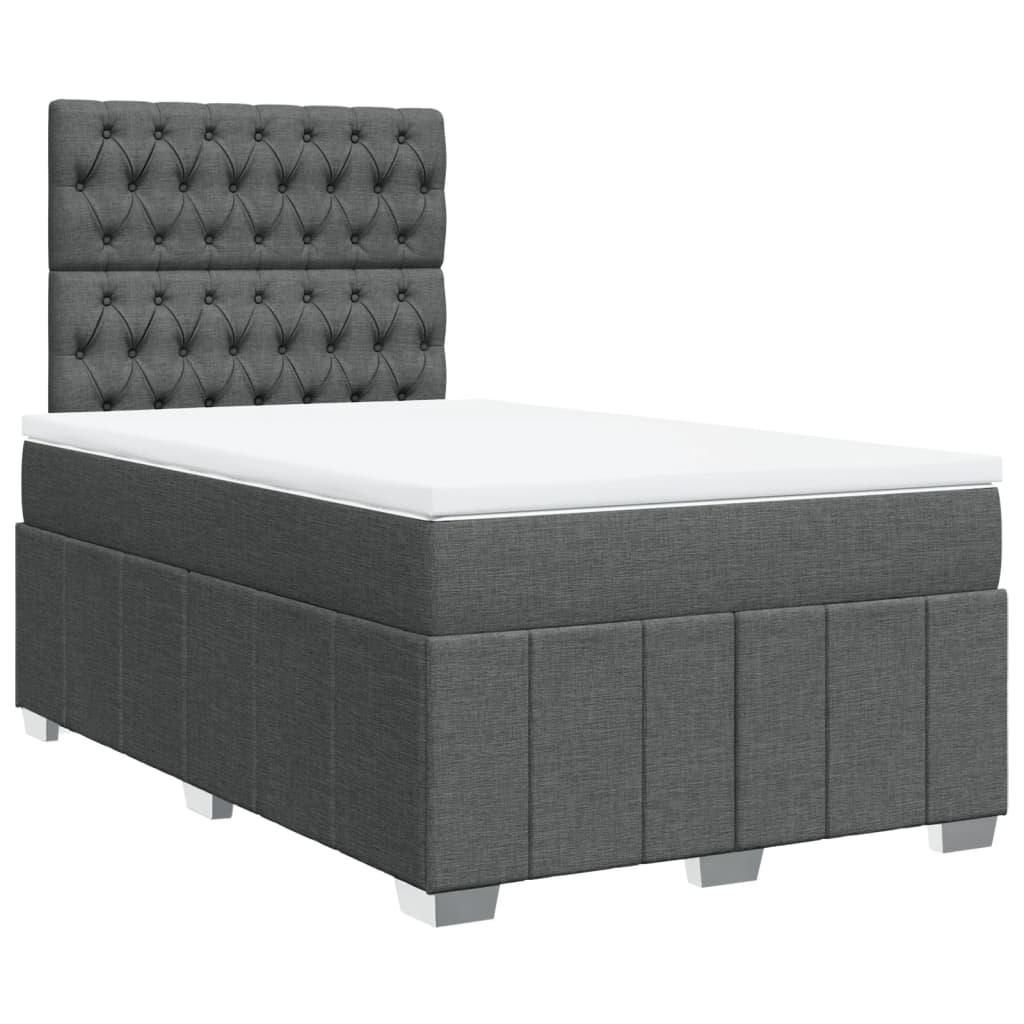 vidaXL Sommier à lattes de lit avec matelas gris foncé 120x190cm tissu