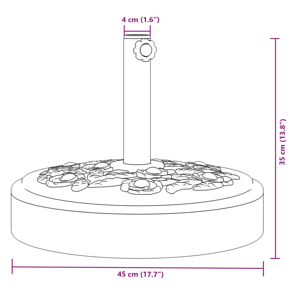 vidaXL Base de parasol pour mâts Ø38 / 48 mm 25 kg rond